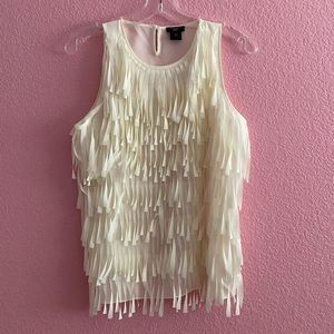 White Fringe Ann Taylor Tank Top